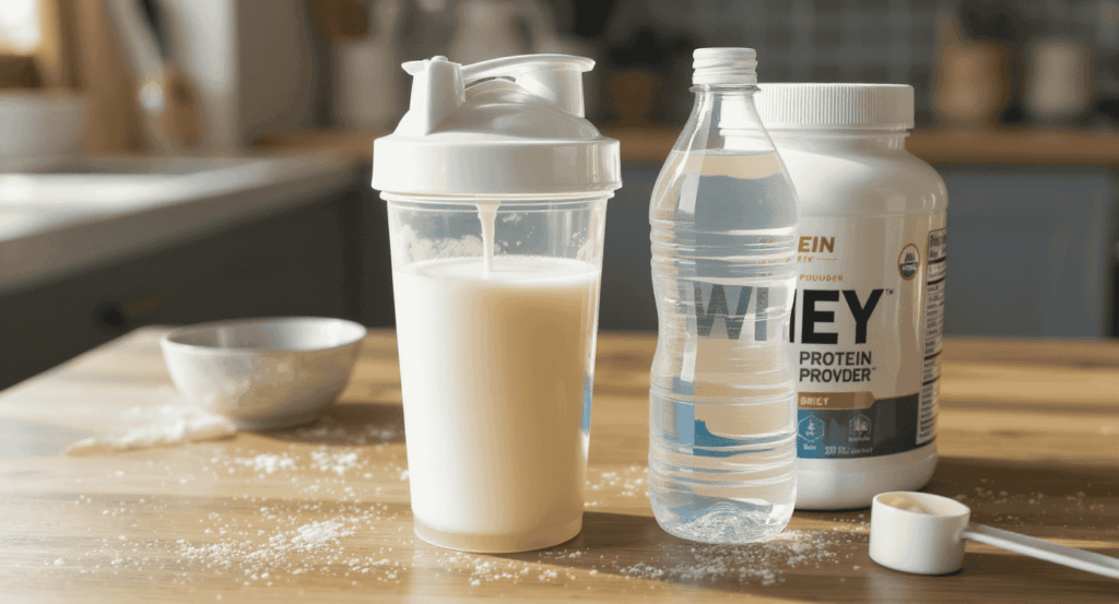 faut-il privilégier l’eau ou le lait pour mélanger la whey protéine