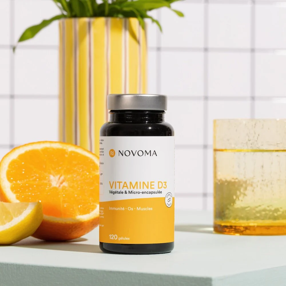 boite de Vitamine D3 novoma utilisation verre d'eau