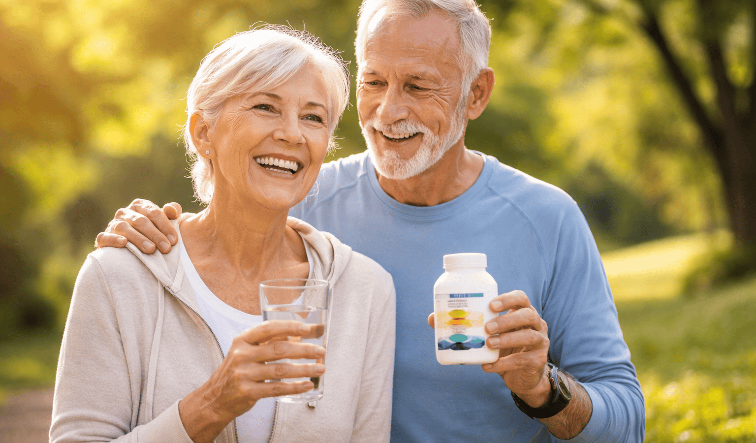 couple de senior profitant des bienfaits du multivitamines