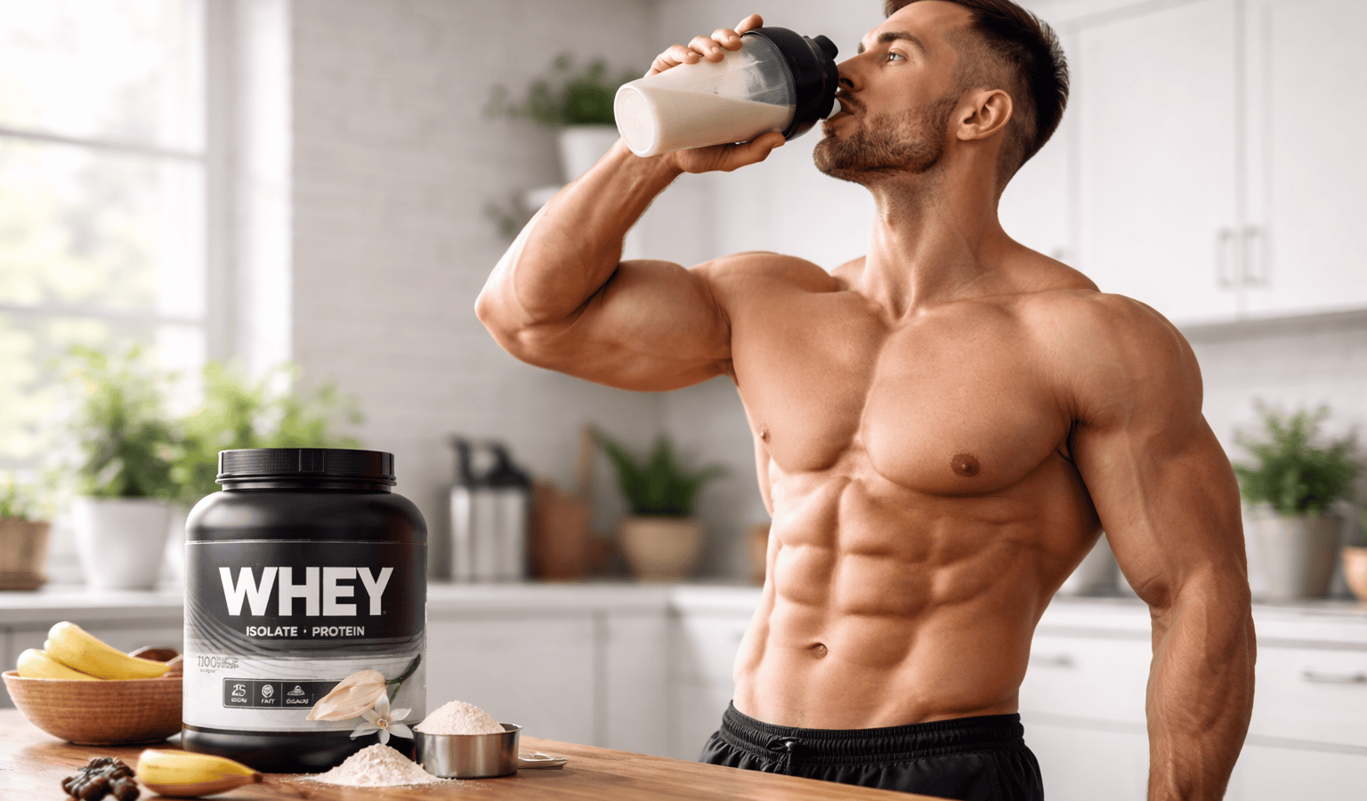 un sportif profitant des bienfaits de la meilleure whey pour prise de masse