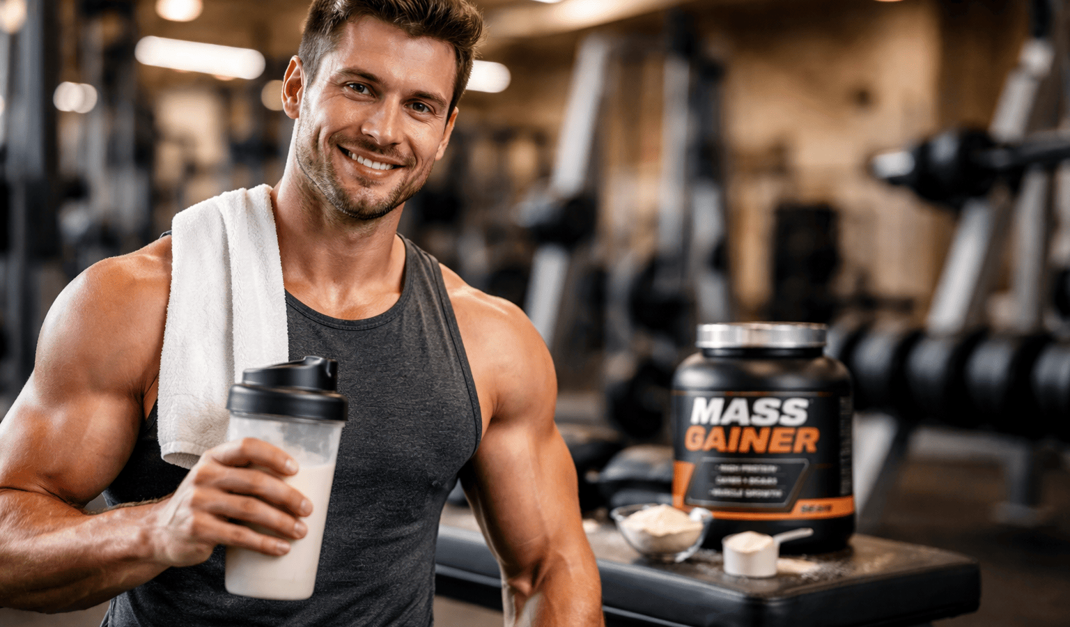 un sportif profitant des bienfaits du gainer prise de masse