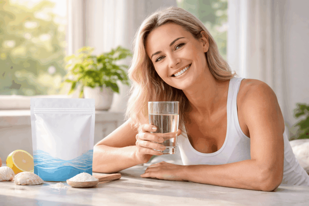 une personne profitant des bienfaits du collagène marin hydrolysé