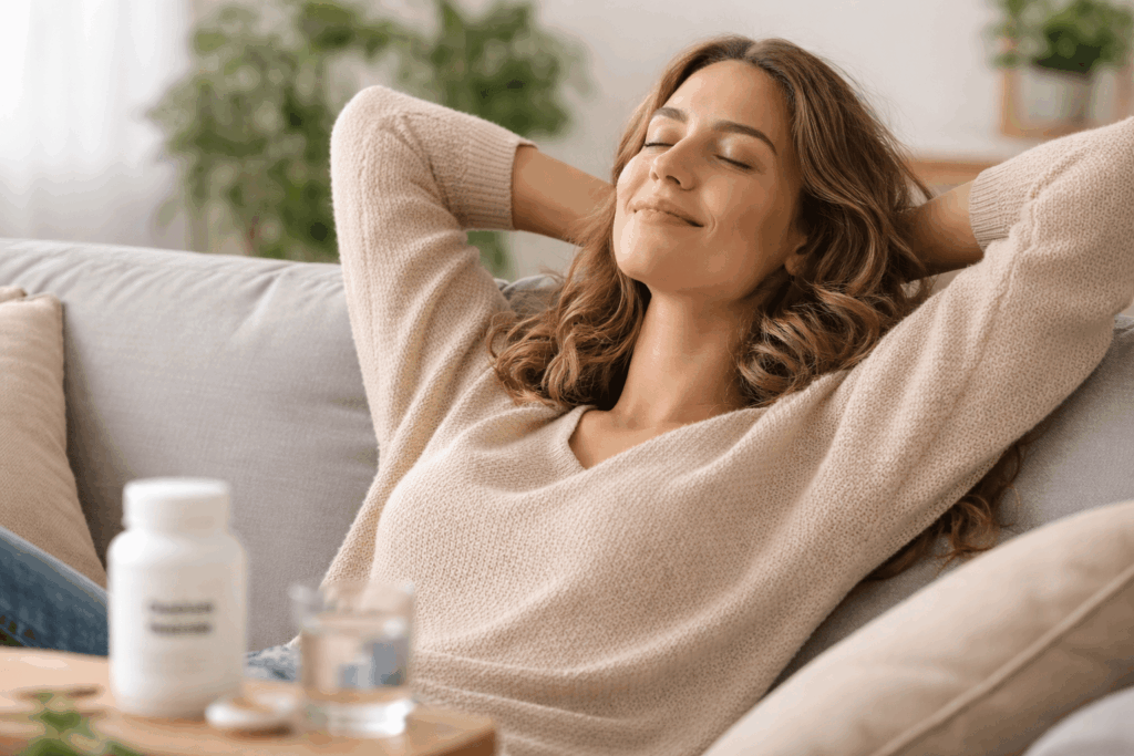 une personne profitant des bienfaits du meilleur magnésium contre le stress et l'anxiété