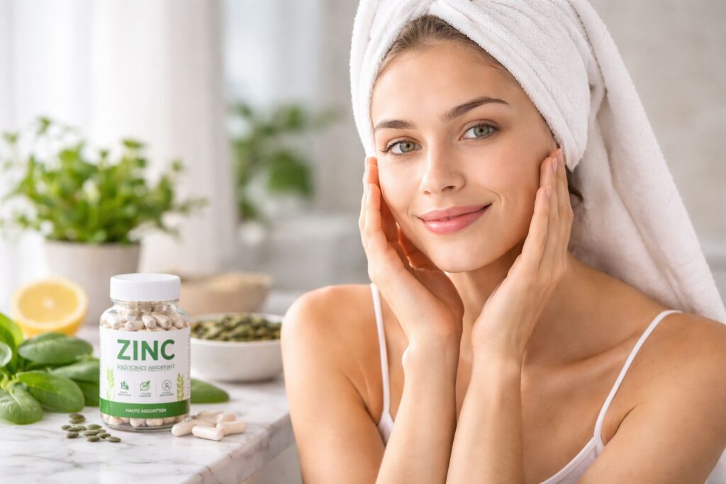 une personne profitant des bienfaits du zinc contre l'acné
