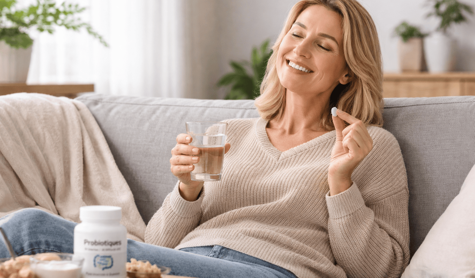 une personne soulagé après sa coloscopie garce aux probiotique