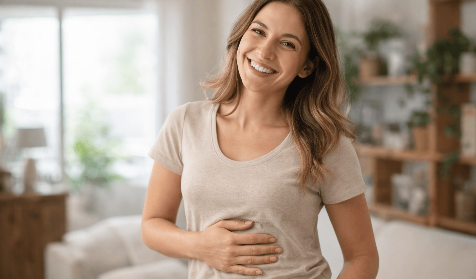 une personne soulage de ses problèmes intestinaux avec les probiotiques