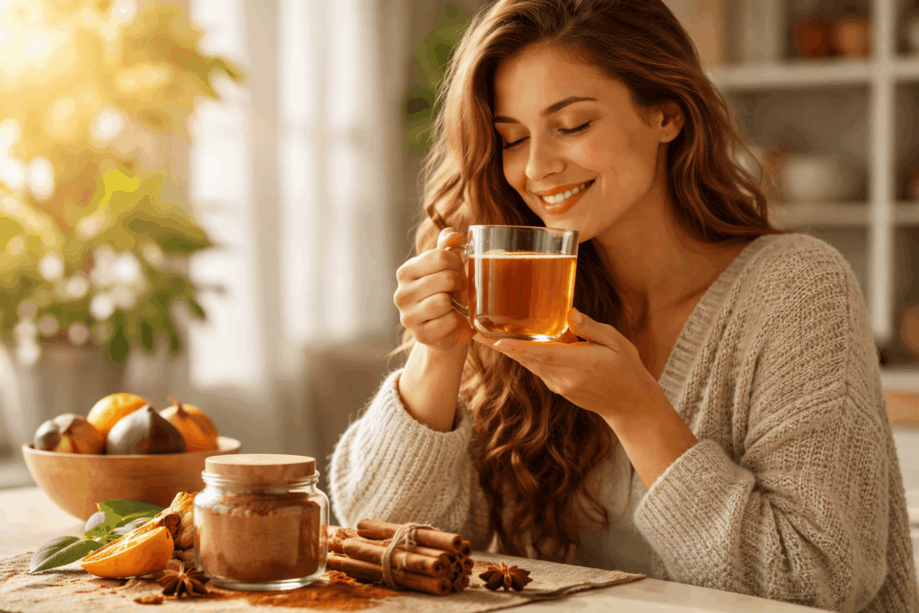 Moment de détente avec une tisane à la cannelle