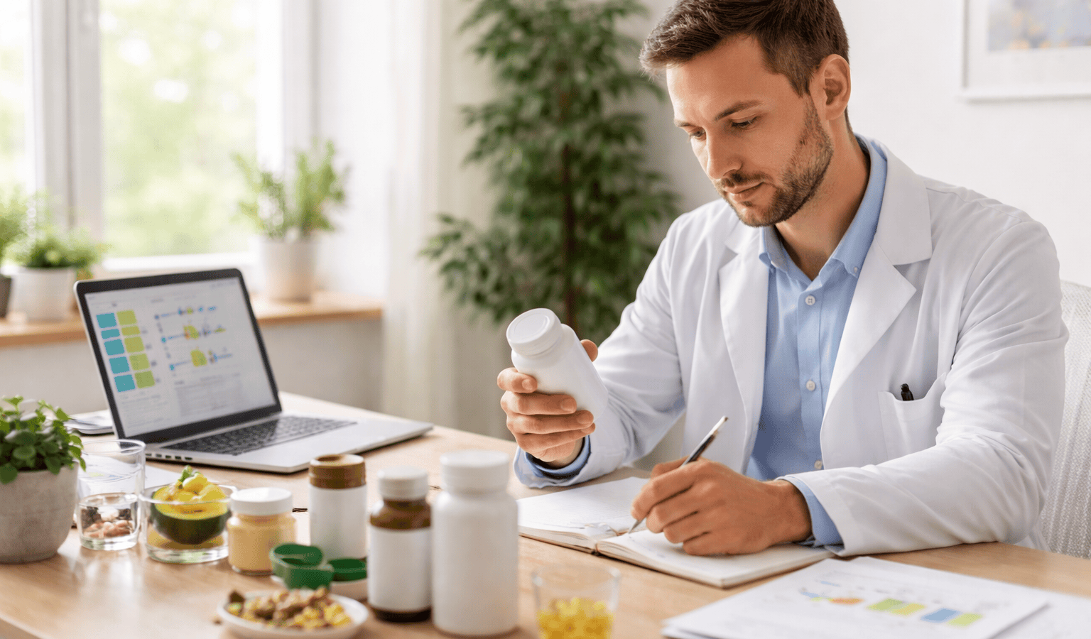 Nutritionniste étudiant des suppléments alimentaires