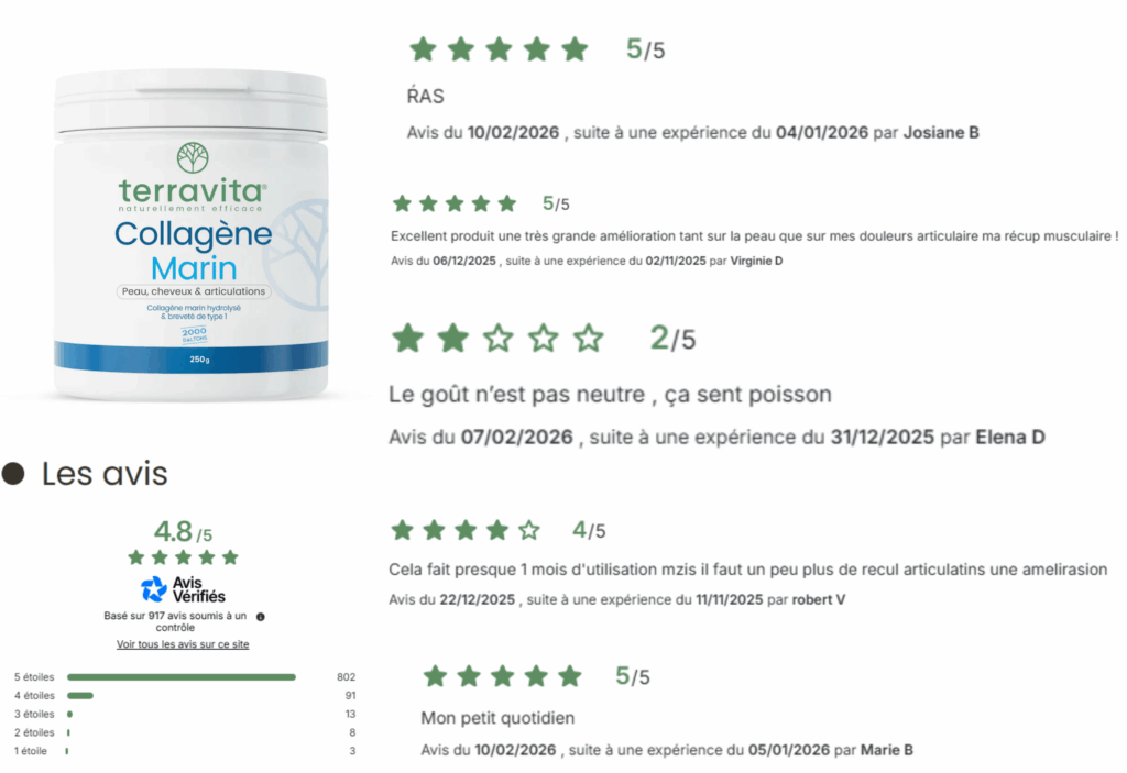 avis des clients sur collagène terravita