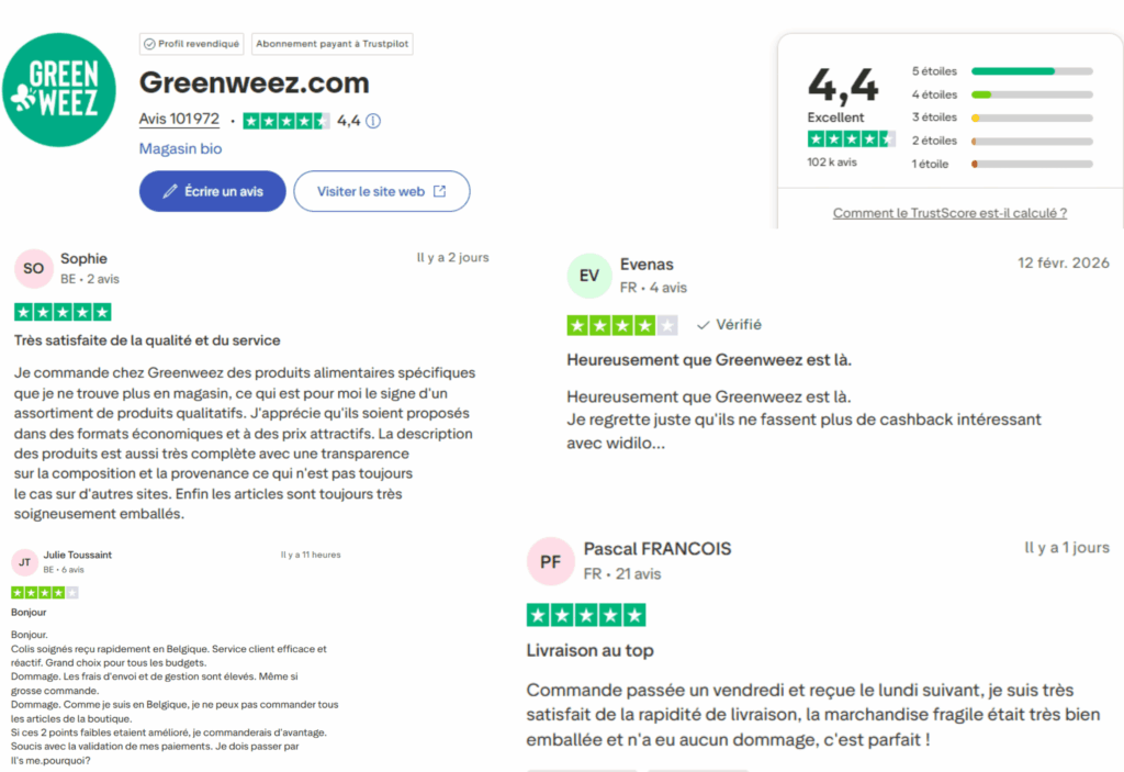 avis des clients sur greenweez