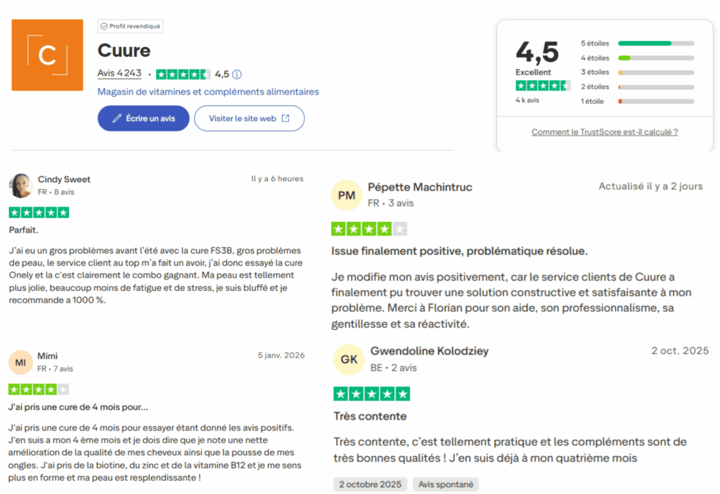 avis des clients sur la marque cuure