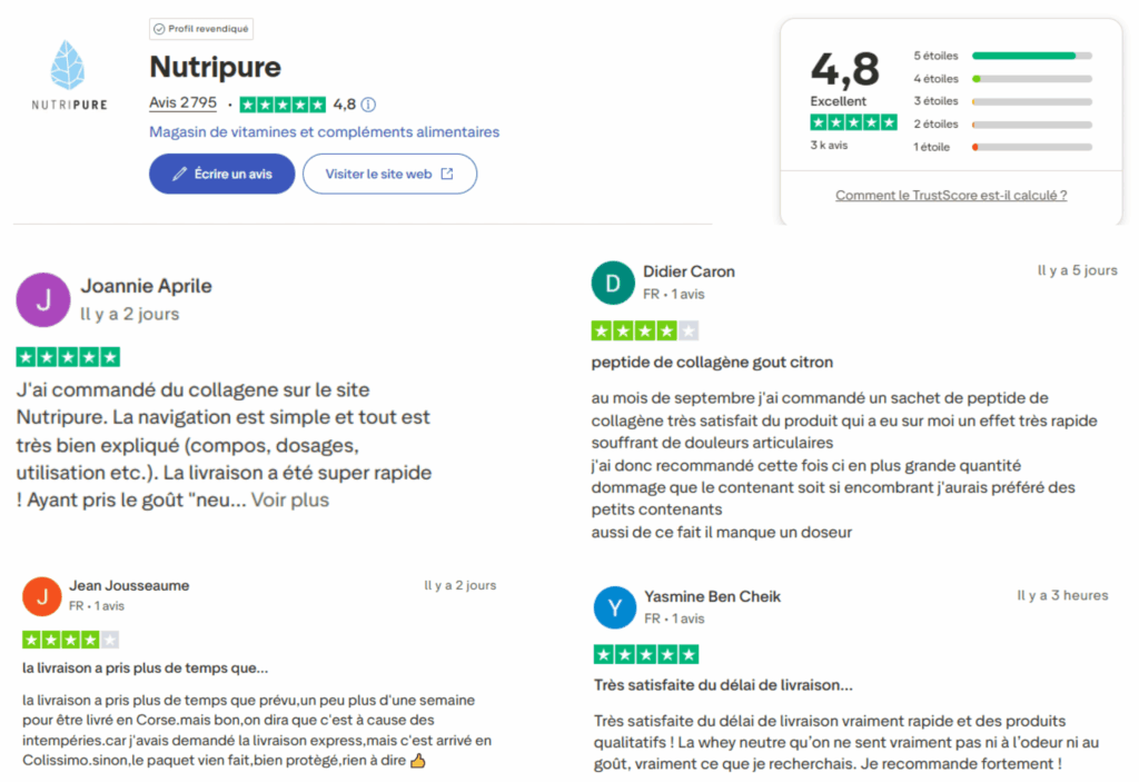 avis des clients sur la marque nutripure