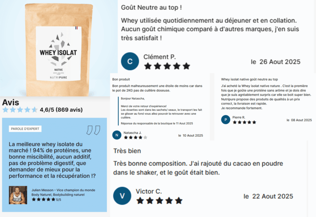 avis des clients sur la whey nutripure