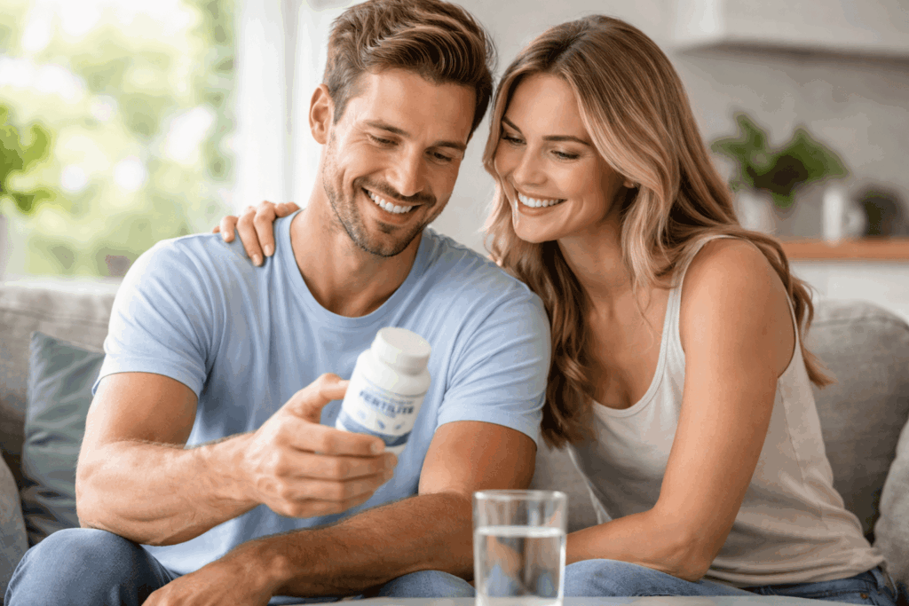un couple heureux grâce au complément alimentaire fertilité homme
