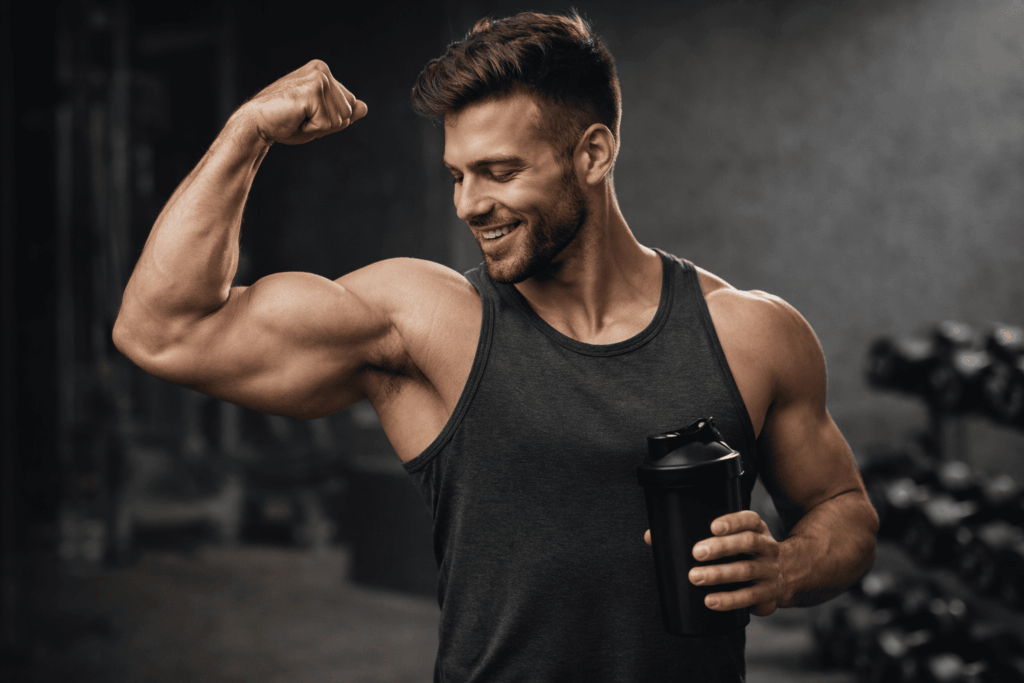 un sportif avec sa testostérone booster grâce au complément alimentaire