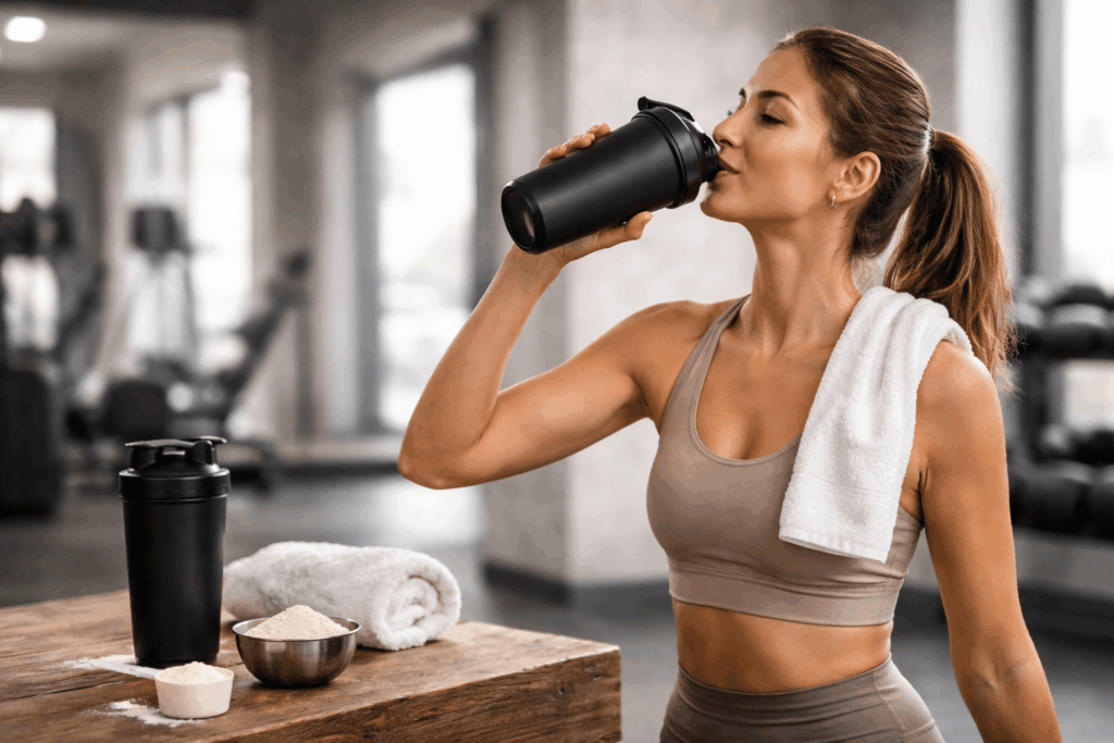 une personne prenant de la boisson protéinée maigrir