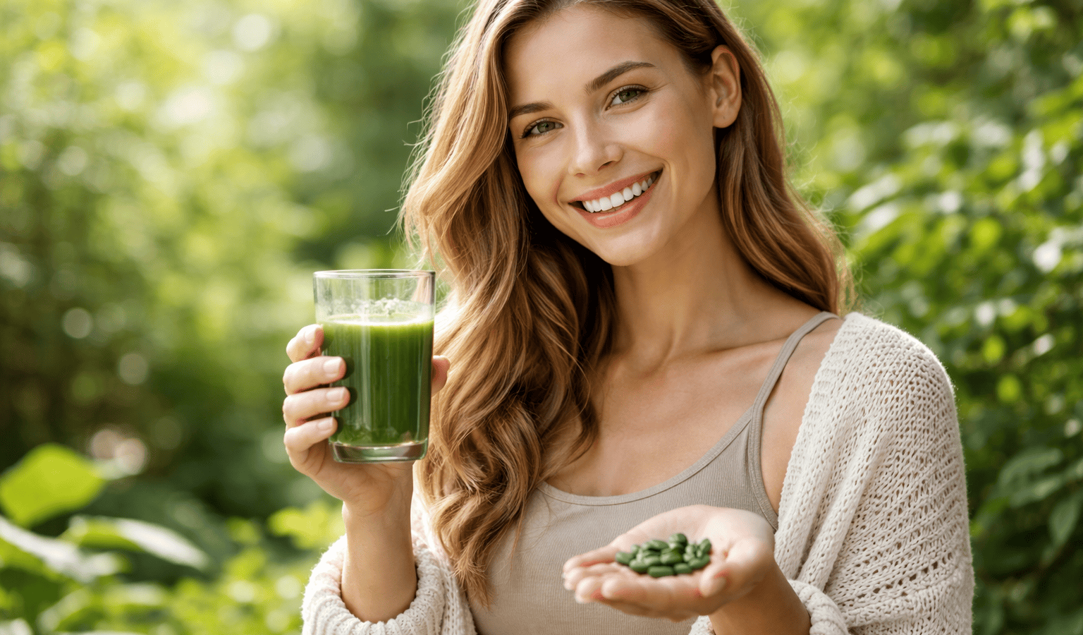 une personne prenant de la chlorella