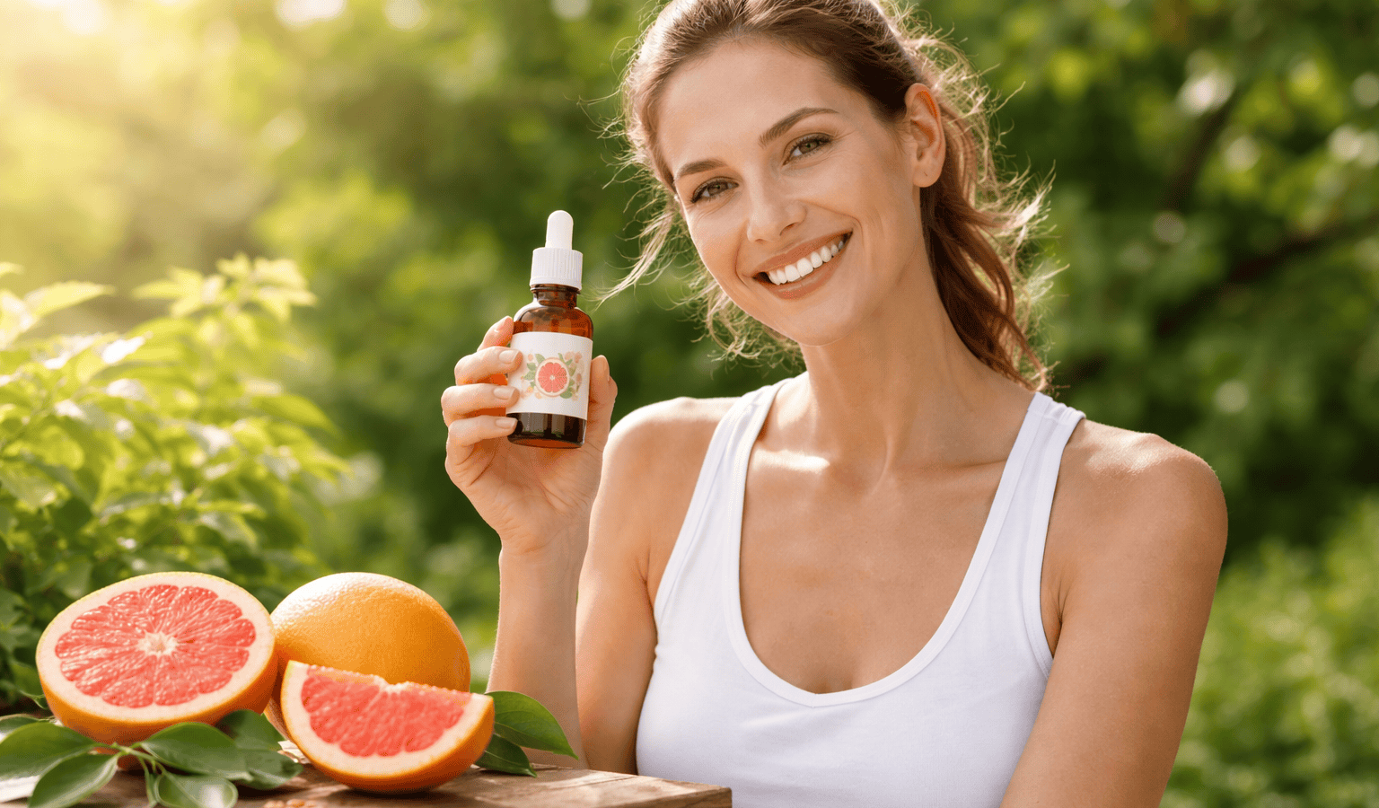 une personne prenant de l’extrait De Pépin De Pamplemousse