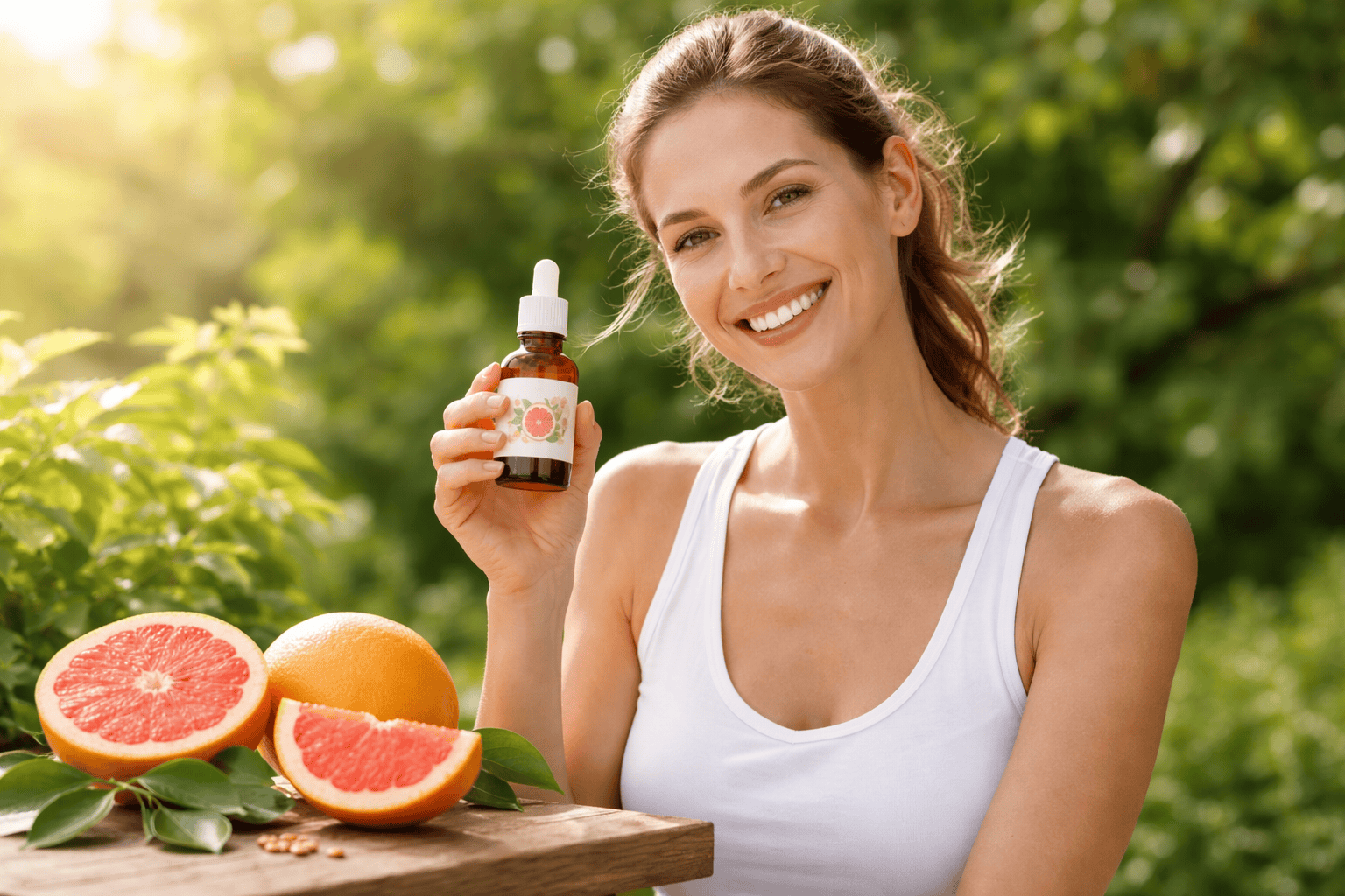 une personne prenant de l’extrait De Pépin De Pamplemousse