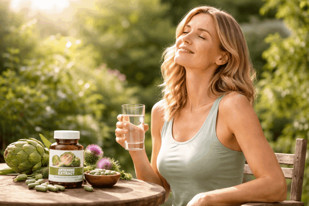 une personne prenant de l’extrait d'artichaut