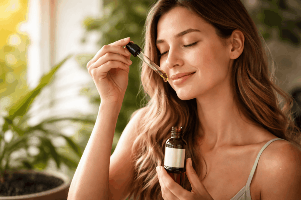 une personne prenant de l’huile de nigelle