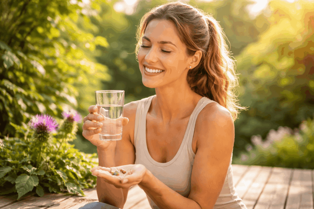 une personne prenant du chardon Marie