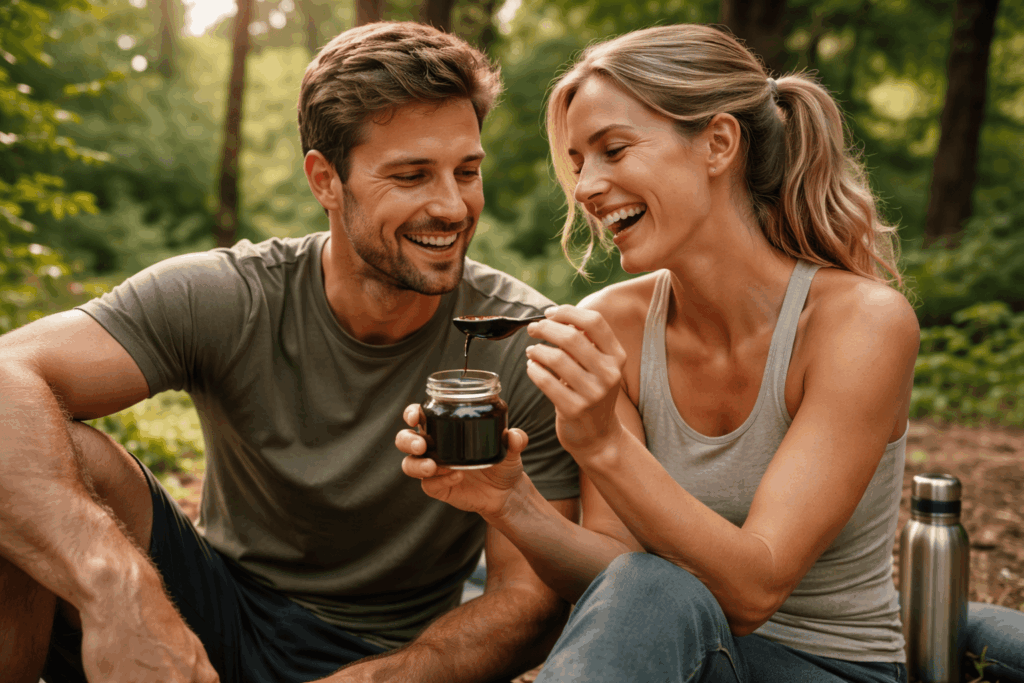 une personne prenant du shilajit