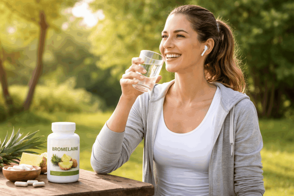une personne profitant des bienfaits de la bromelaine