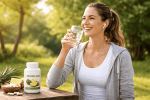 une personne profitant des bienfaits de la bromelaine