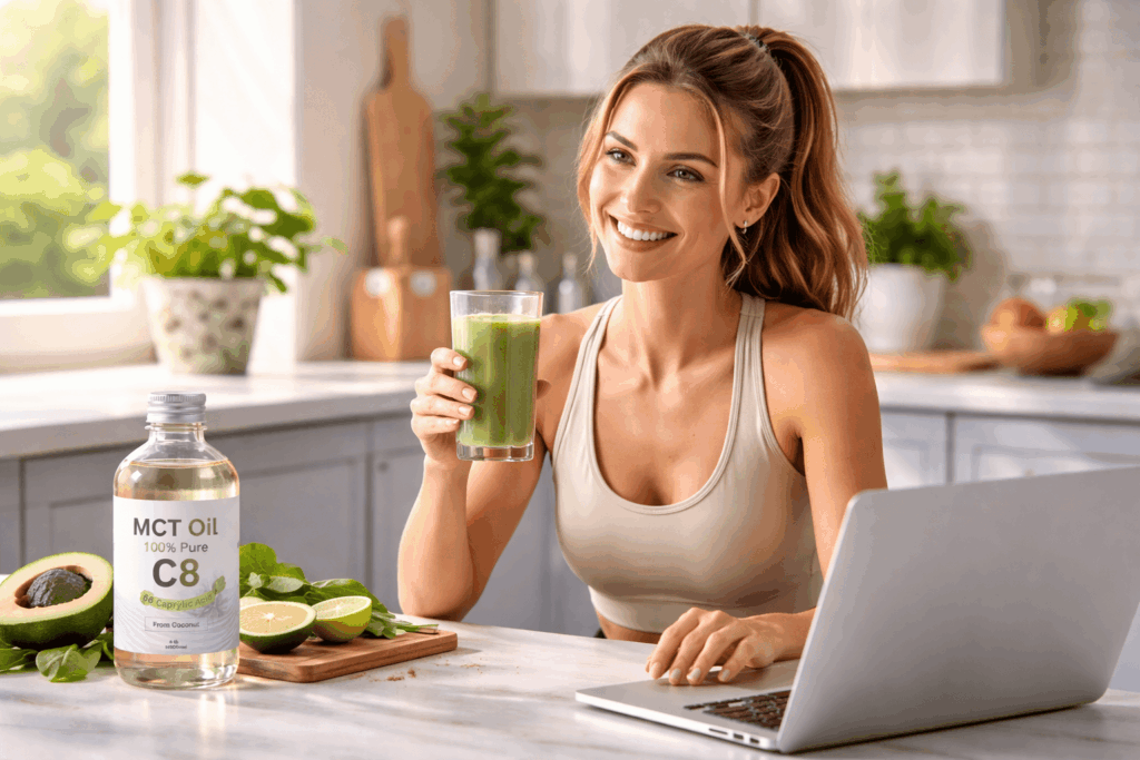 une personne profitant des bienfaits de l’huile mct