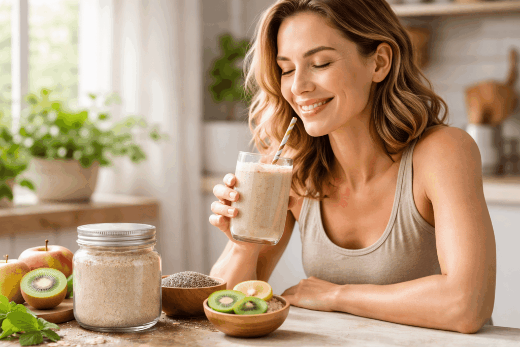 une personne profitant des bienfaits du complément alimentaire fibre