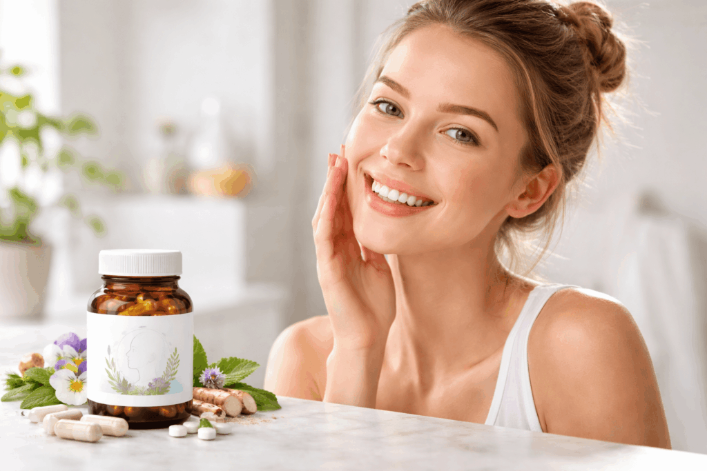 une personne profitant des bienfaits du complément contre l'acné
