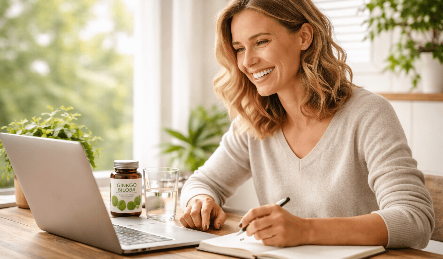 une personne profitant des bienfaits du ginkgo biloba