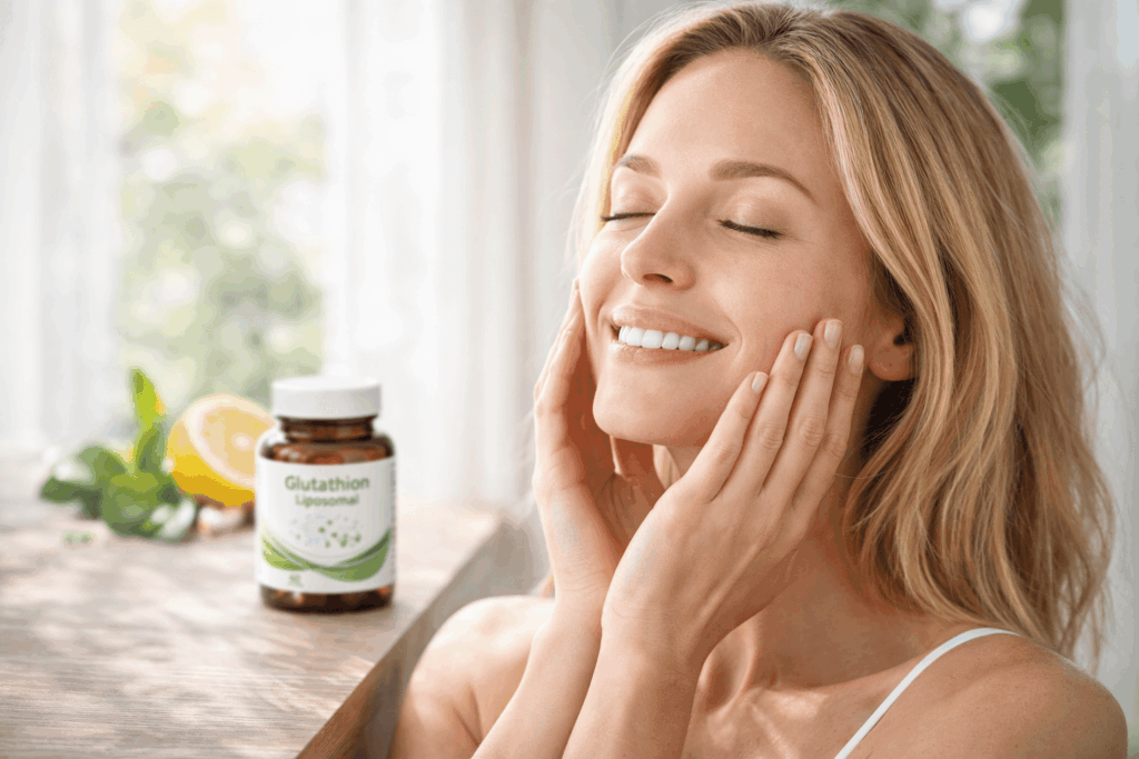 une personne profitant des bienfaits du glutathion liposomal