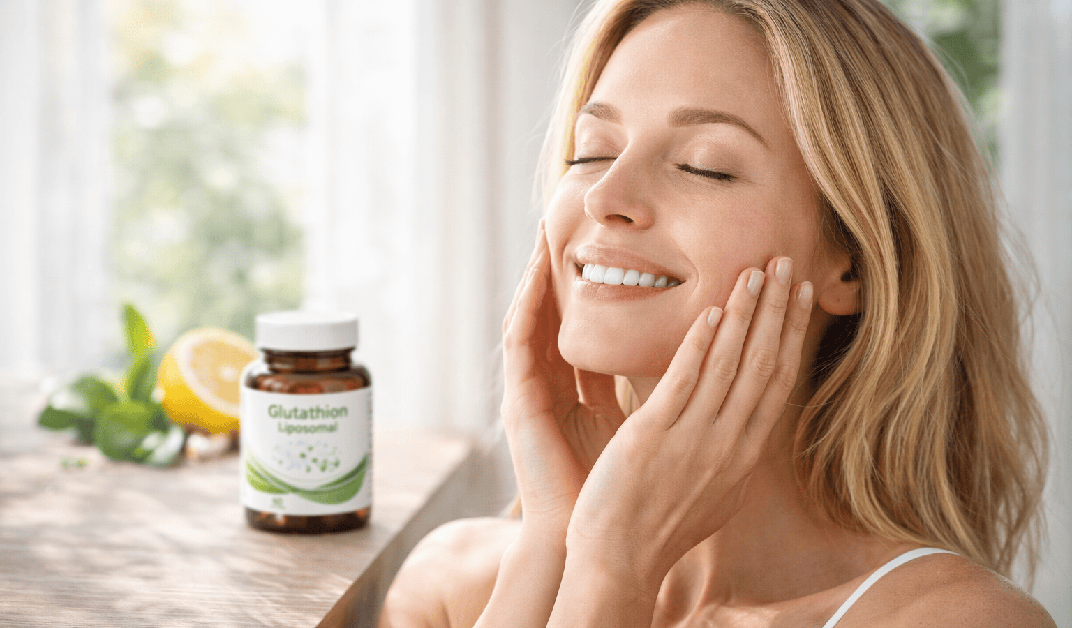 une personne profitant des bienfaits du glutathion liposomal