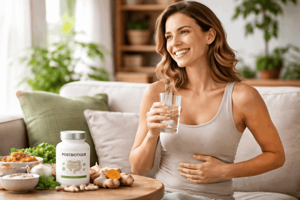 une personne profitant des bienfaits du postbiotique