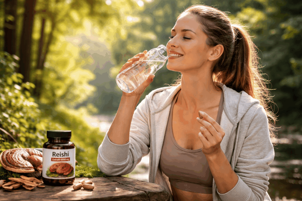 une personne profitant des bienfaits du reishi