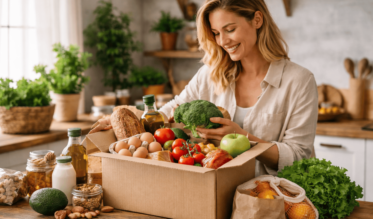 une personne qui a reçu ses produits du magasin bio en ligne