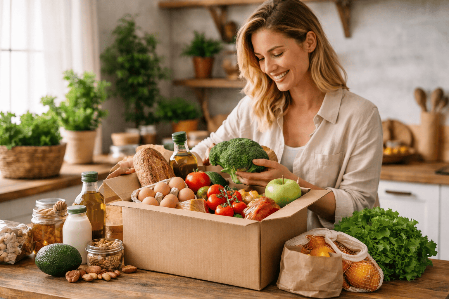 une personne qui a reçu ses produits du magasin bio en ligne