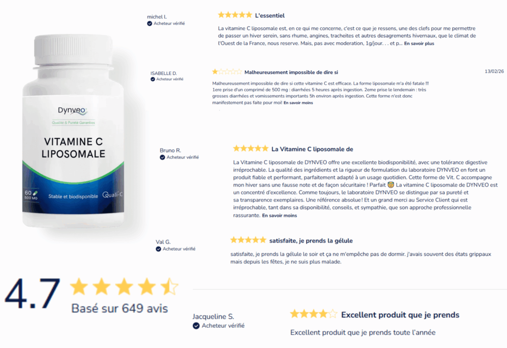 avis des clients sur la vitamine C liposomale dynveo