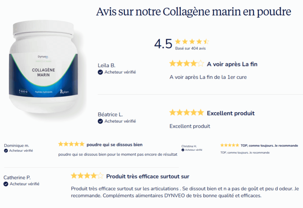 avis des clients sur le collagène dynveo