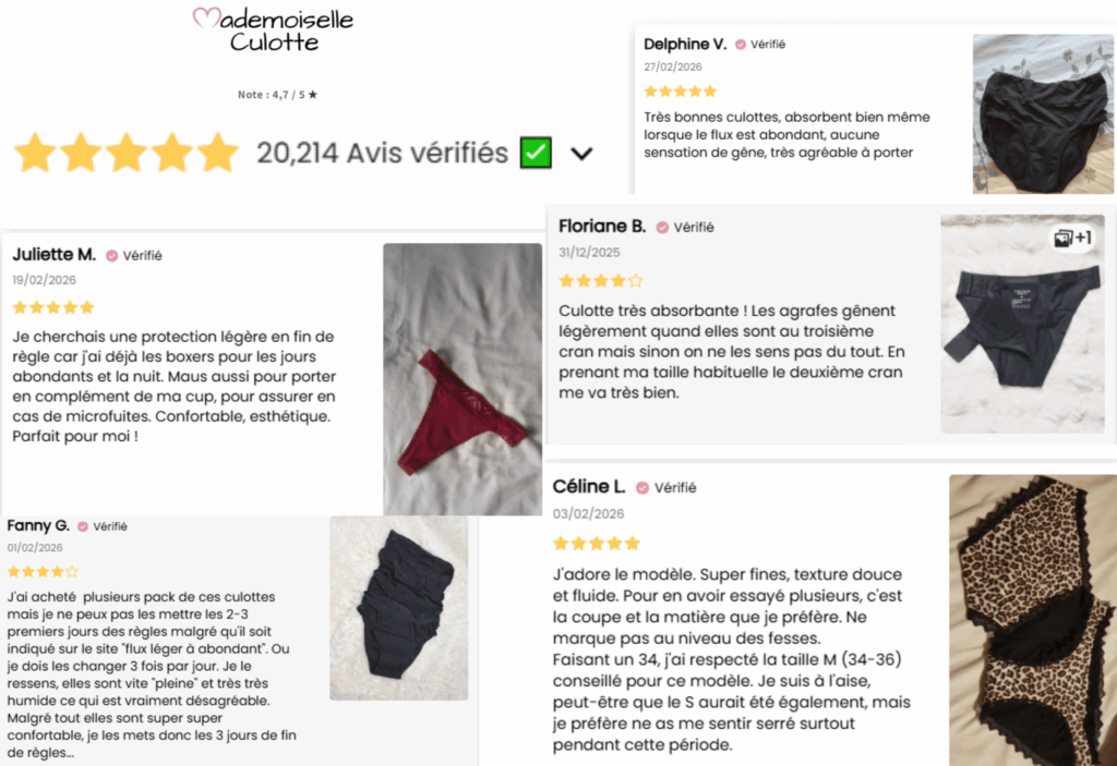 avis des clients sur mademoiselle culotte