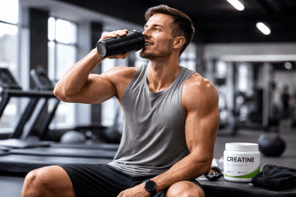 un sportif prenant un complement alimentaire sport