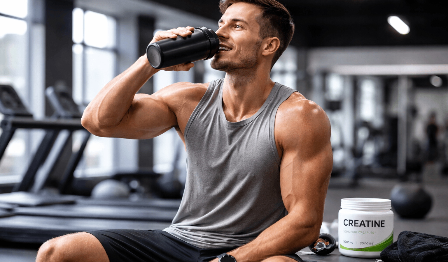 un sportif prenant un complement alimentaire sport