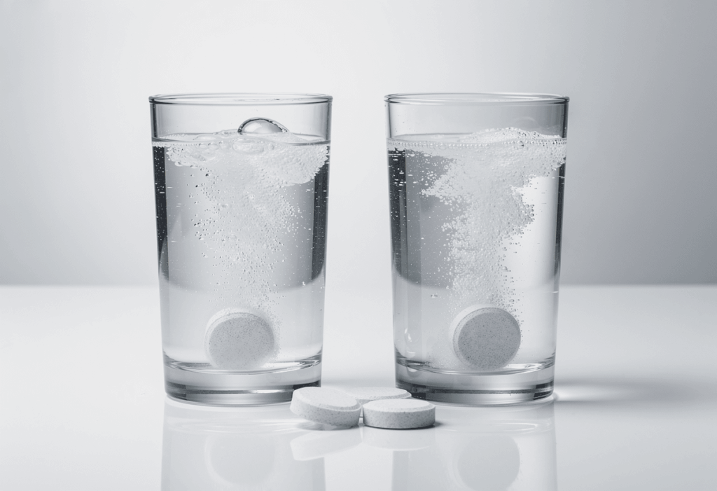 deux verre de boisson de marque différente hydratis ou hydrafizz