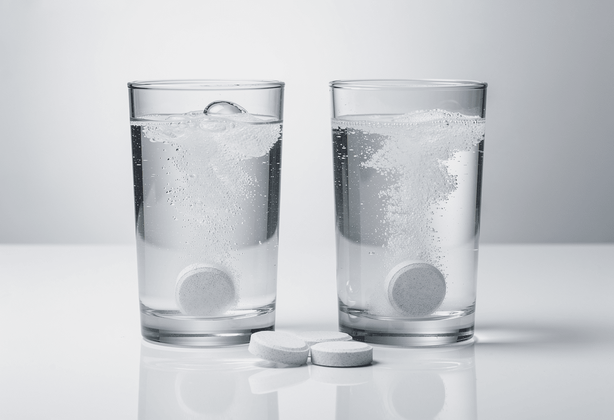 deux verre de boisson de marque différente hydratis ou hydrafizz