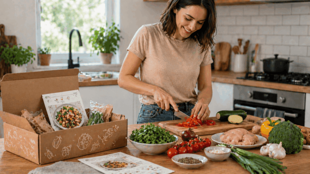 un femme préparant avec sa box