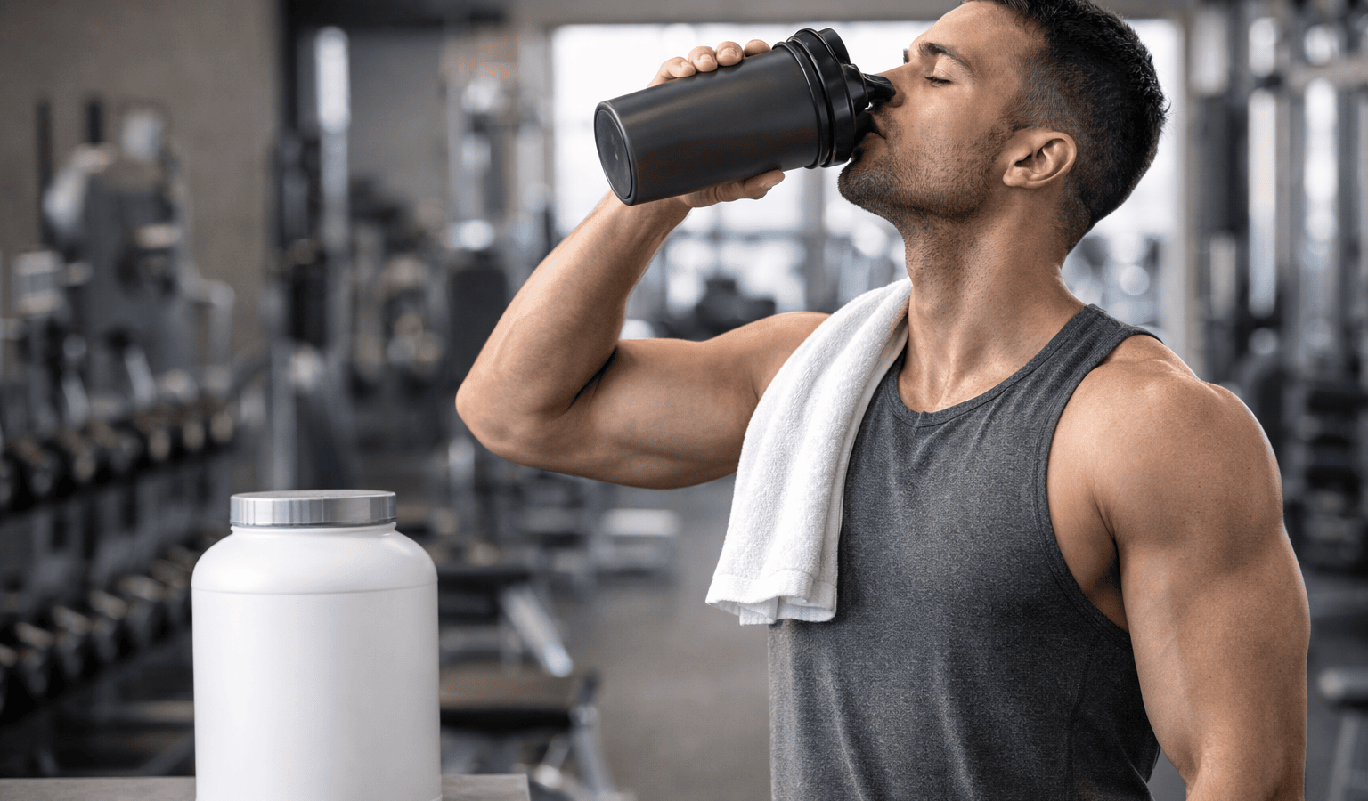 un sportif prenant sa boisson