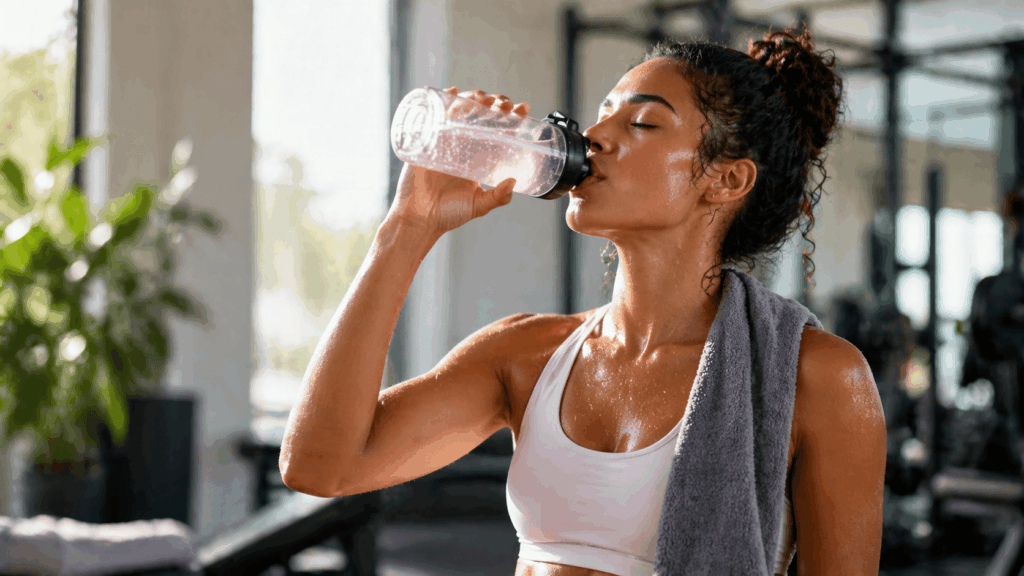 une femme buvant sa boisson