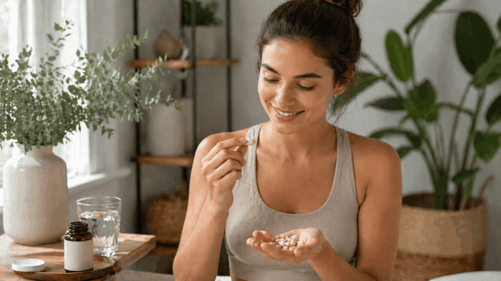 une femme prenant son complement epycure ou cuure